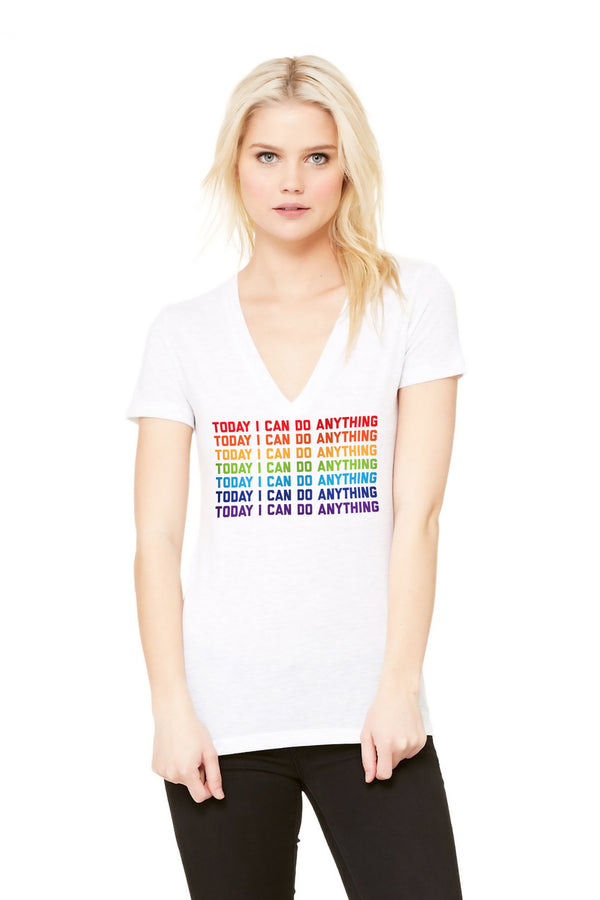 Rainbow - Today I Can Do Anything V Neck Triblend Tee