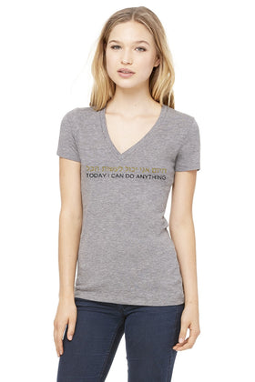 HEBREW - TODAY I CAN DO ANYTHING V NECK TRIBLEND TEE